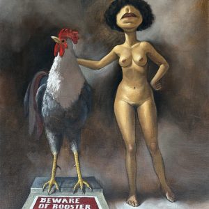 Ms Coral Way And Her Pet character narrative art print, archival canvas studio edition by artist Carlos Suarez.