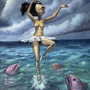 Ms Coral Way Pirouetting movement studies fine art print, loose brushwork canvas reproduction by Carlos Suarez.